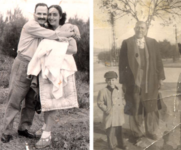 Solon and Renee Molho on their honeymoon in 1946 (left), Giorgos Mitziliotis, who saved 14 members of Solon’s family, pictured in 1952.
(right)