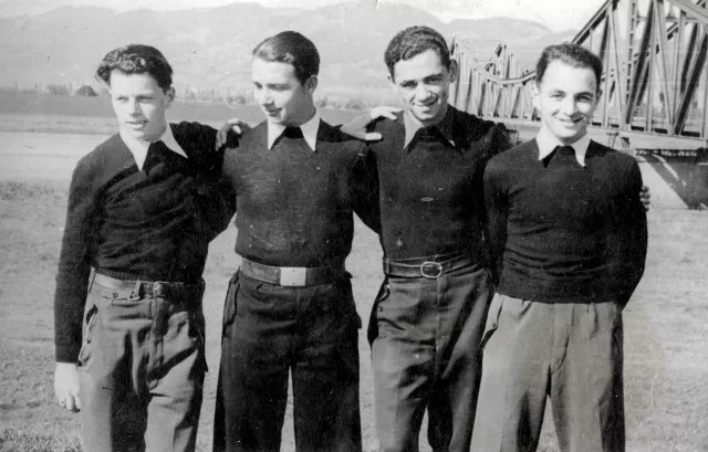 Die geretteten vier Freunde in den USA: Emanuel Medak , Leo Wildmann,  Ed Kinsey [ geb. Adolf Kinsbrunner] und  Walter Pick