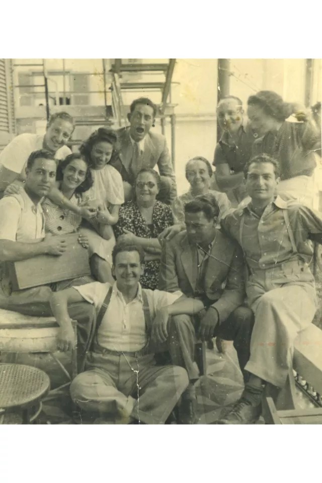 Renee Molho with friends in the ghetto of Thessaloniki