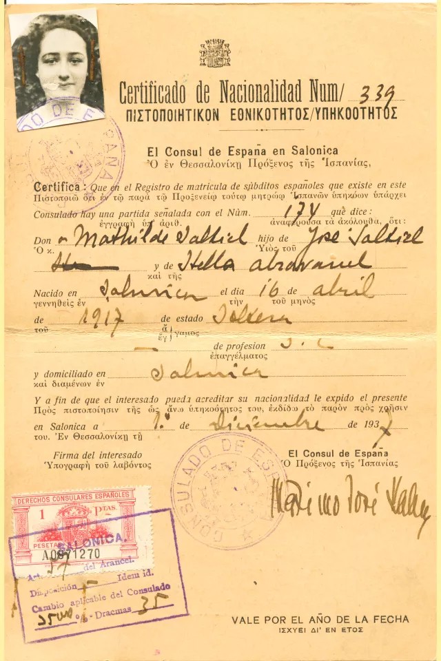 Matilde Dzivre's Certificate of Spanish Nationality