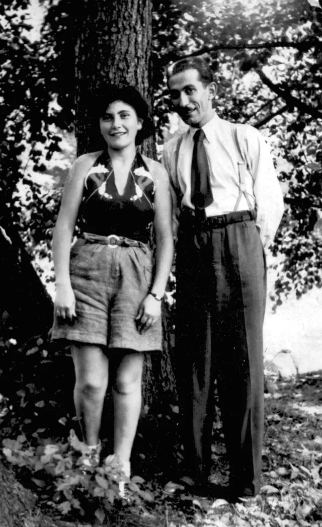 Klara Karpati's first husband, Laszlo Schachter, with a friend
