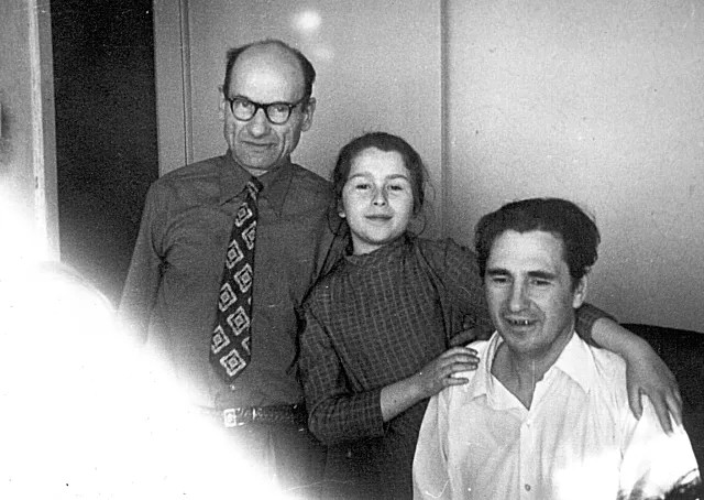 Itsik Margolis with daughter Raisa Druk and father-in-law Hirshl Nagle