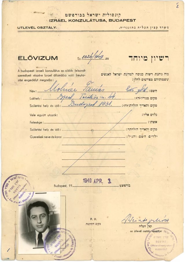 Thomas Molnar's Israeli preliminary visa
