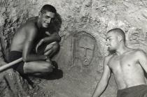David Levi with a friend at a labor camp in the Tran Gorge