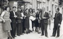 Luna Davidova with family and friends on their internment day