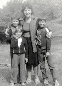 Linka Isaeva with her grandchildren