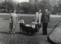Sonya Lazarova with her family on a walk after the May Day parade