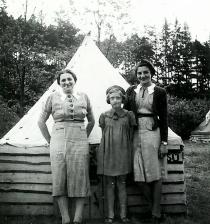 Eva Meislova with her mother Stepanka Bohmova and a friend at a summer scout camp