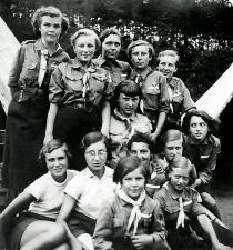 Eva Meislova with friends at a summer scout camp
