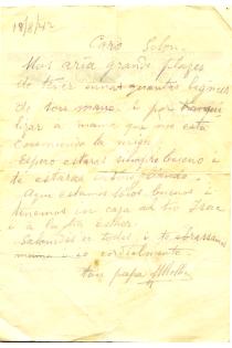Letter from Mair Molho to his son Solon Molho