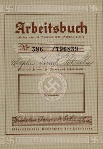 Employment book of Lilli Tauber's father Wilhelm Schischa