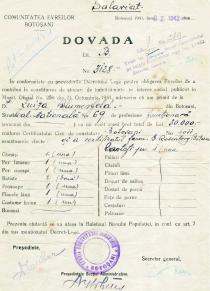 Certificate for Louiza Vecsler, that proves she gave clothing items to the state, according to the anti-Jewish laws