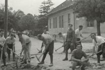 The Sixth Labor Battalion doing road repair