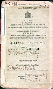 Judita Sendrei's father, Matija Bruck's passport