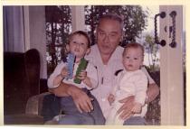 Avni Tuncer with his grandchildren Orhan and Gün
