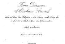 Invitation to the wedding of Frima and Abram Bursuk