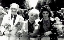 Yakov Voloshyn with his wife Lilia Voloshyna and granddaughter Marina Gluschenko