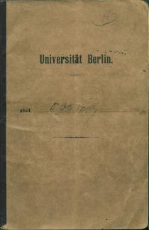 Studienbuch Dr. Otto Brill, Universität Berlin