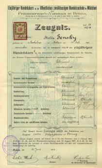 School-certificate of  Stella Kotoucova