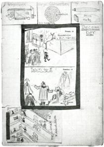 Zsuzsa Merenyi's diary with drawings about the deportation