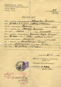 Certificate of matrimony of Alfred and Janina Borowicz