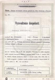 Pavel Sendrei's  secondary school diploma
